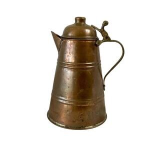 Vintage Copper Pitcher With Hinged Lid